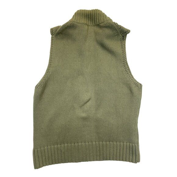Eddie Bauer Sweater Vest Womens L Green Zip‎ Front Cotton - Picture 2 of 7